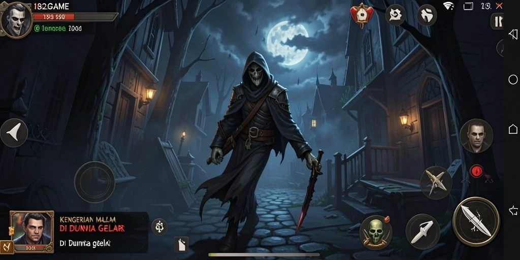 Screenshot gameplay 182GAME menampilkan adegan kengerian yang mendebarkan.