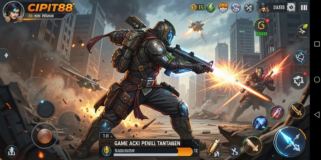 Tangkapan layar gameplay intens dari CIPIT88 dengan aksi mendebarkan.