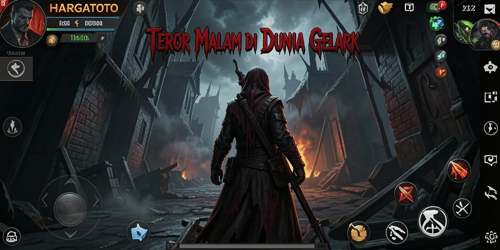 Screenshot gameplay HARGATOTO dengan suasana mencekam dan karakter menakutkan.