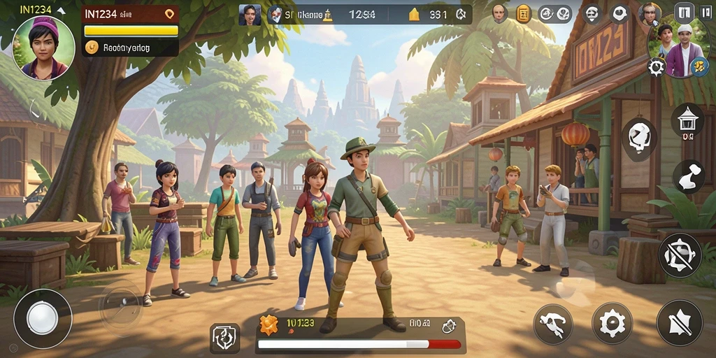Gameplay menarik di IN1234 yang menunjukkan simulasi kehidupan.