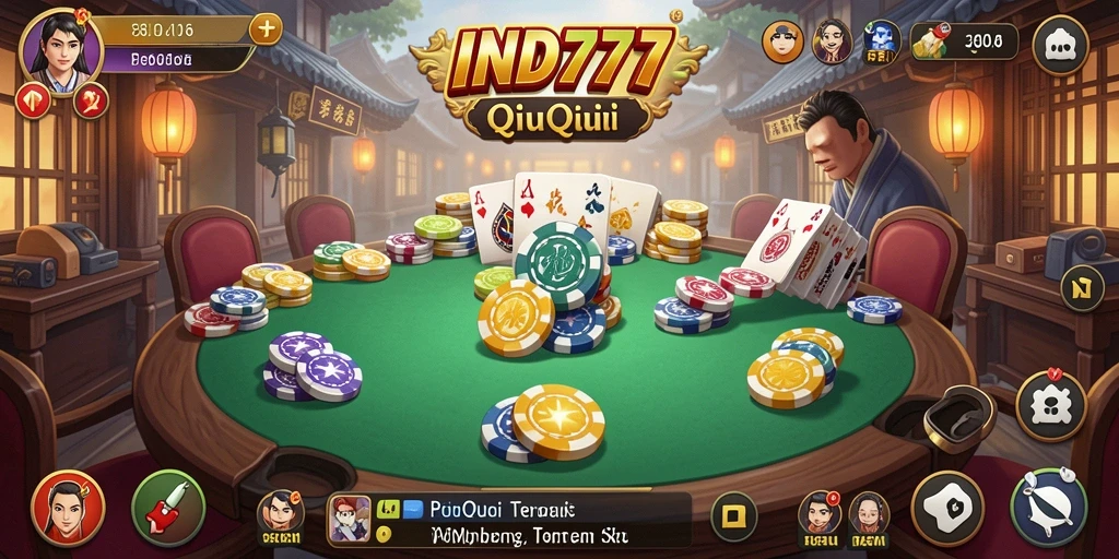 Tampilan gameplay QiuQiu IND777 yang menegangkan dan seru.