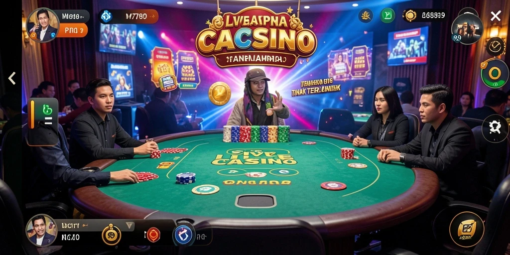 Screenshot MVP789 menampilkan gameplay dan dealer profesional di Live Casino.