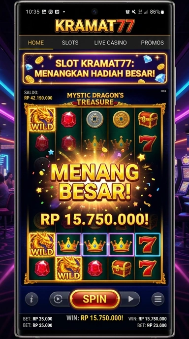 Tampilan utama aplikasi kramat77 yang user-friendly.
